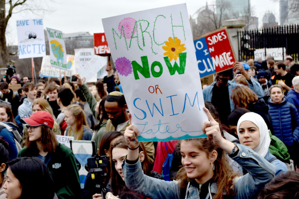 Youth Climate Strike at Massachusetts State House, Boston, March 15, 2019. (Greg Cook)