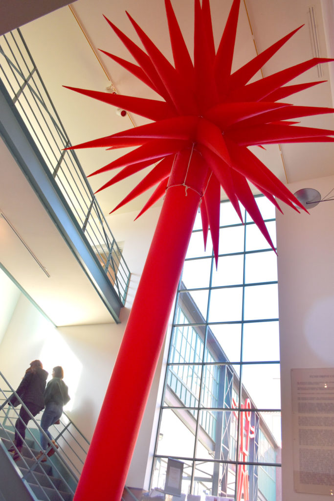 "Red Star," 2014, inflatable sculpture, in "Fire and Light: Otto Piene in Groton, 1983–2014" at the Fitchburg Art Museum, 2019. (Greg Cook)