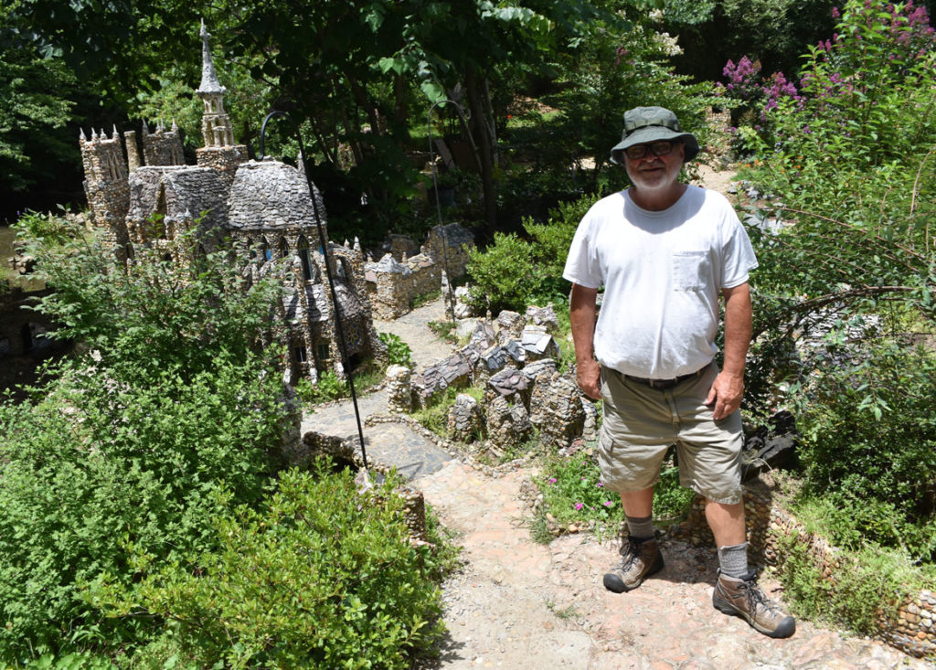 Old Dog, creator of the Rock Garden, behind the Seventh Day Adventist Church, Calhoun, Georgia, June 25, 2019. (Greg Cook)