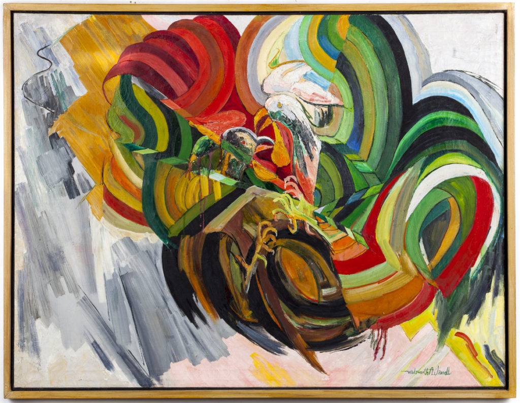 Wadsworth Jarrell, "Cockfight," 1965, oil on canvas. (Courtesy Kavi Gupta gallery, Chicago)