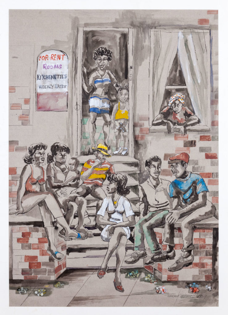 Wadsworth Jarrell, "Come Saturday," 1959, watercolor and ink on paper. (Courtesy Kavi Gupta gallery, Chicago)
