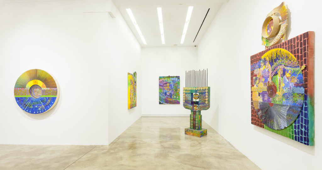 Wadsworth Jarrell's exhibition "Come Saturday Punch" at Kavi Gupta gallery, Chicago, July 13, 2019. (Greg Cook)