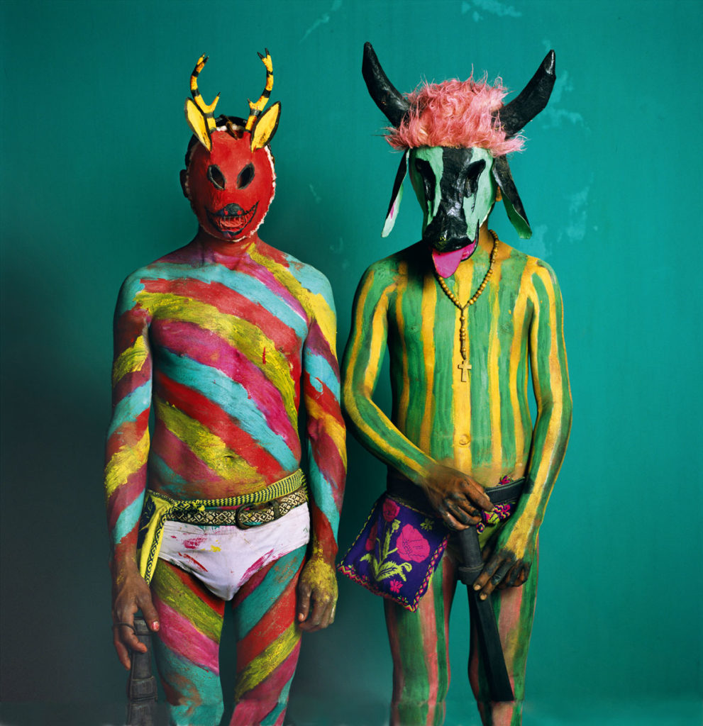 Phyllis Galembo, "Deer and Bull, Semana Santa," 2012, from "Mexico Masks | RItuals." (Courtesy)