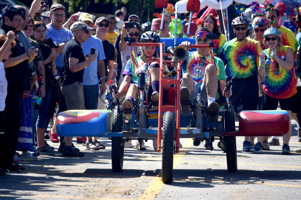 The Lowell Kinetic Sculpture Race, Sept. 21, 2019. (Greg Cook photo)