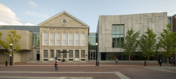 The Peabody Essex Museum's new wing (at right) designed by the New York firm Ennead Architects sits beside the East India Marine Hall on Salem's Essex Street. (Courtesy photo)