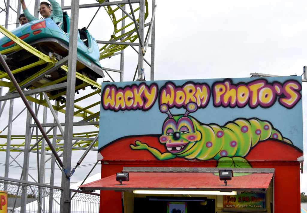 Rollercoaster and Wacky Worm Photo's at Topsfield Fair, Oct. 6, 2019. (Greg Cook photo)