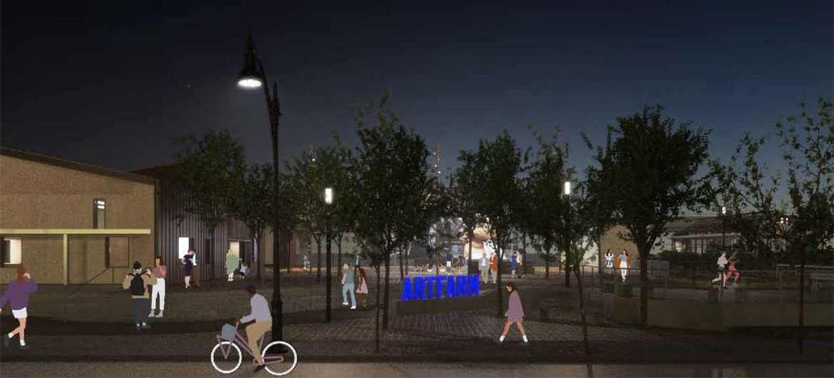 Design of ArtFarm, as seen from Linwood Street. (Courtesy Somerville Arts Council and OverUnder)
