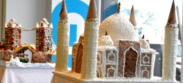 Phase Zero Design's "Taj Mahal" in Gingerbread Design Competition and Exhibition, Boston Society of Architects Space, Dec. 17, 2019. (Greg Cook photo)