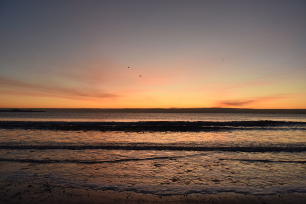 Winter solstice sunrise at Revere Beach, Dec. 21, 2019. (Greg Cook photo)