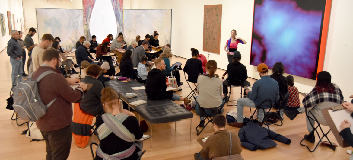 "Drawing in the Galleries" program at the Museum of Fine Arts, Boston, Jan. 15, 2020. (Greg Cook photo)