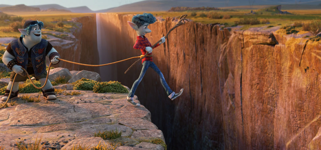 In "Onward," the brothers nearly fall into a bottomless pit. (©2019 Disney/Pixar)