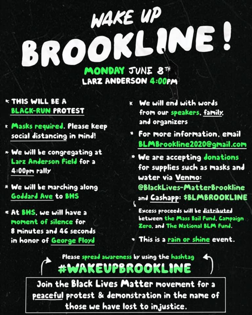 Wake Up Brookline at Larz Anderson Park, Brookline, Massachusetts, June 8, 2020.