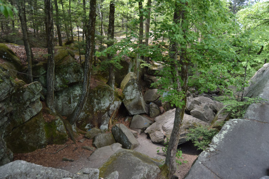 Entrance to Purgatory Chasm, Sutton, Massachusetts, May 26, 2020. (Greg Cook photo)