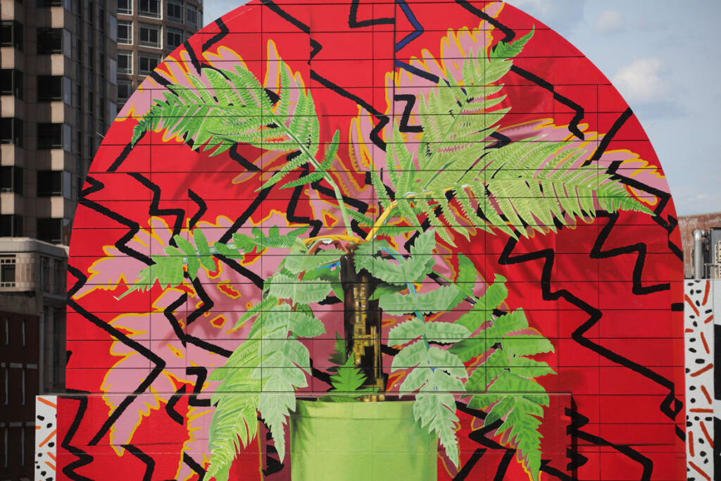 “Summer Still Life with Lobster and Fern," designed by Daniel Gordon, on the Rose Kennedy Greenway, Dewey Square, Boston, May 19, 2021. (Photo: Hayden Todd)