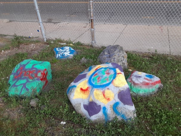 “Back Against the Wall: Graffiti in Grove Hall” event at Moses Auto in Boston's Dorchester neighborhood on May 15, 2021. (Courtesy Sobek)