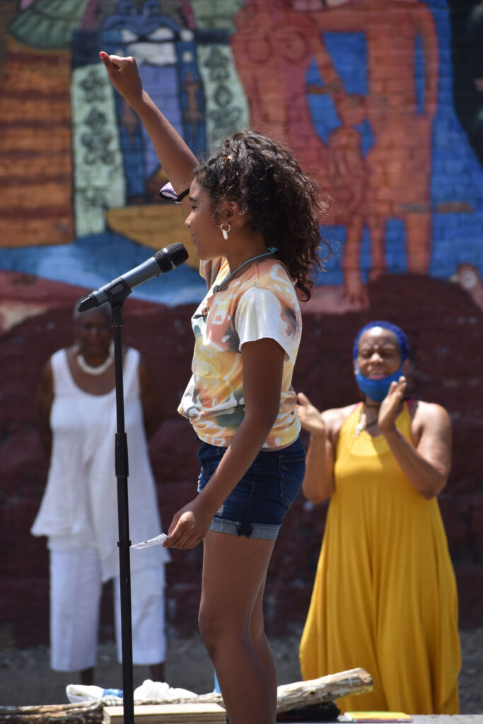 Ife Franklin's Juneteenth Celebration at Black Market Nubian Square as part of the premiere of her film "The Slave Narrative of Willie Mae," June 19, 2021. (©Greg Cook photo)