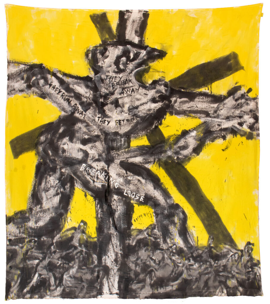 "Crucifixion" painting by Bread And Puppet Theater's Peter Schumann.