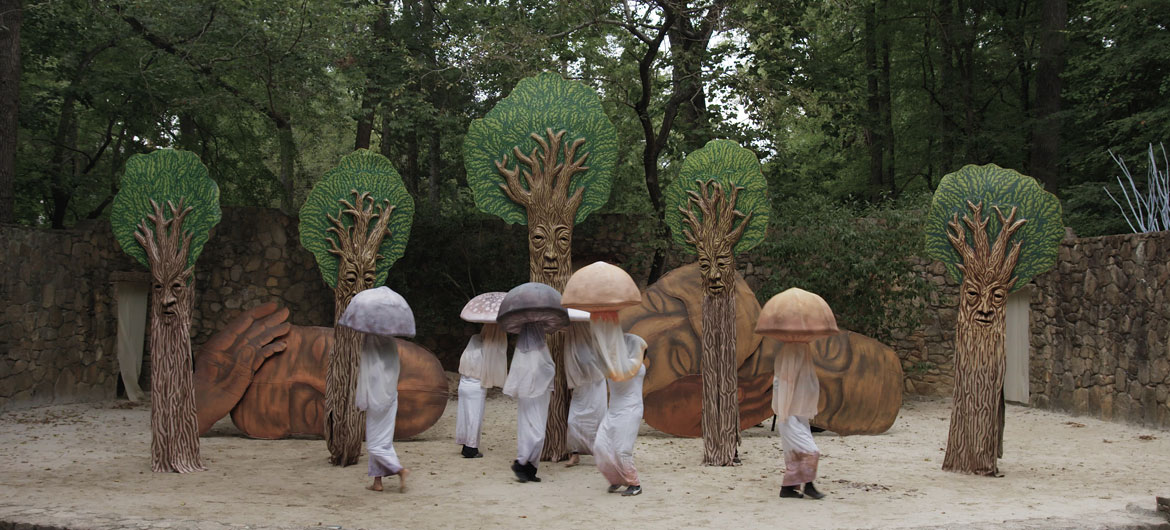 From “We Are Here” by Marc Levy and Marc Salomon of The Marcs: Paperhand Puppet Intervention performs their 2019 summer spectacle called “We Are Here” in North Carolina. (Courtesy of The Marcs)