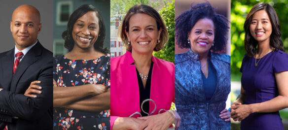 2021 candidates for Boston mayor (from left): John Barros, Andrea Campbell, Annissa Essaibi George, Kim Janey, Michelle Wu. (Courtesy the candidates)