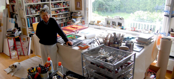 Norman LaLiberté's in his Nahant home and studio, Sept. 4, 2015. (©Greg Cook photo)