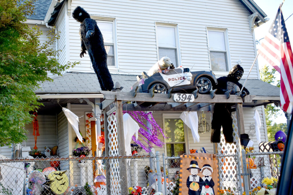 Halloween display at 394 Broadway, Malden, October 2021. (©Greg Cook photo)