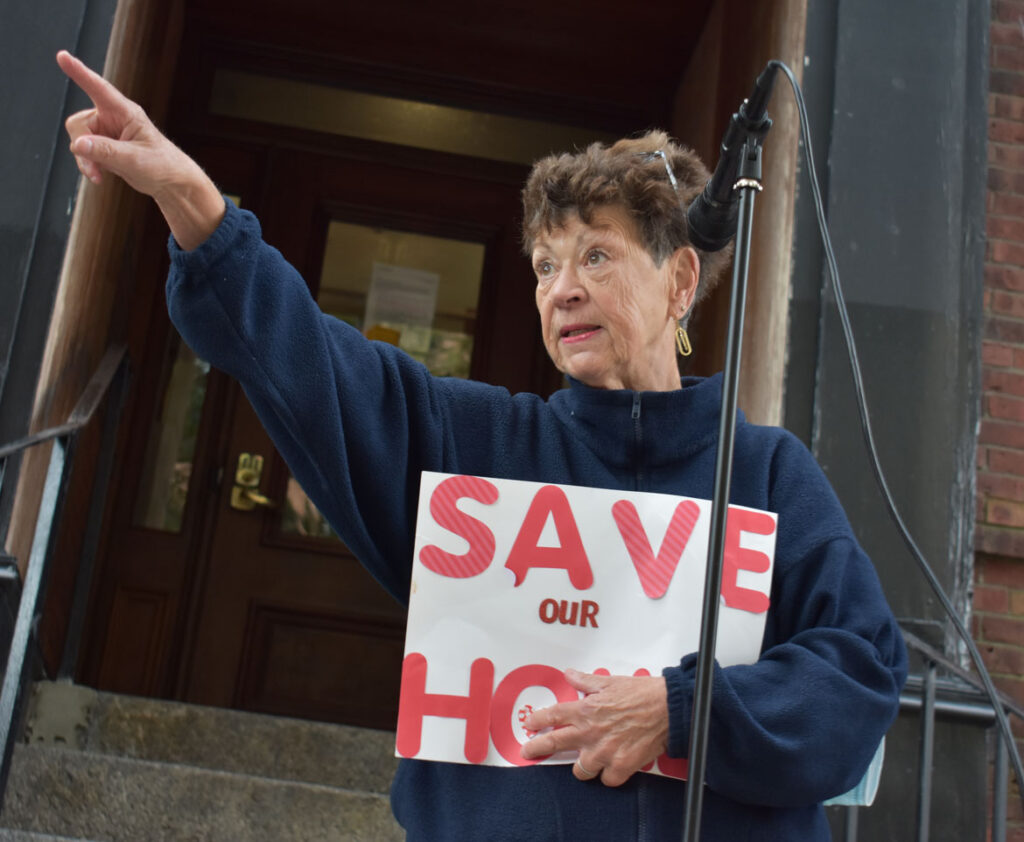 Rally to oppose luxury development and support affordable housing, in collaboration with the Mass Alliance of HUD Tenants, on east Canton Street, Boston, Oct. 9, 2021. (©Greg Cook photo)
