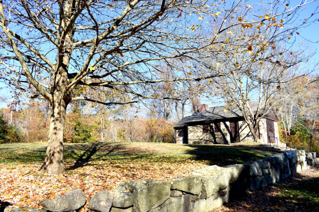 James Babson Museum along Route 127 in Rockport at the edge of the Dogtown woods, Nov. 6, 2021. (©Greg Cook photo)