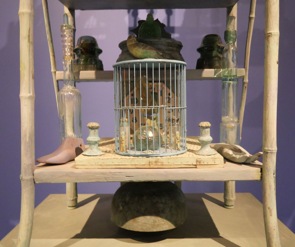 Betye Saar, "Objects, Obsessions, Obligations," 2013, Mixed media assemblage.