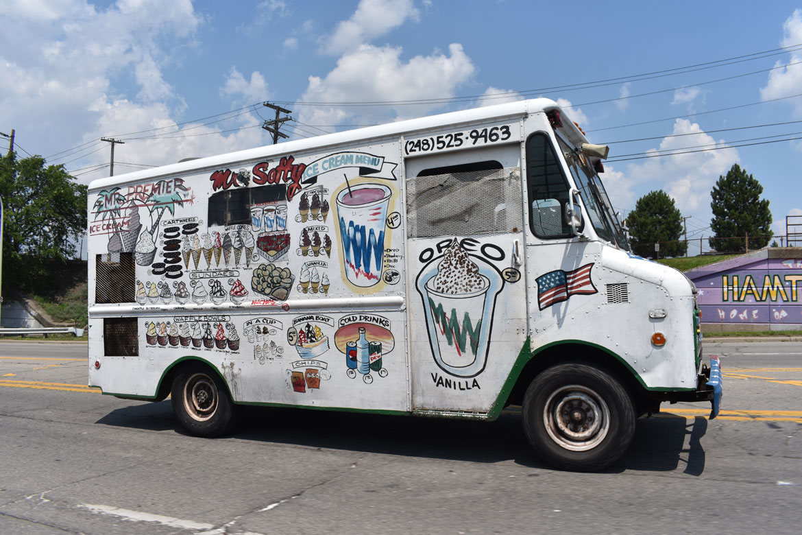 Premier Ice Cream truck in Detroit, Michigan, 2021. (©Greg Cook)