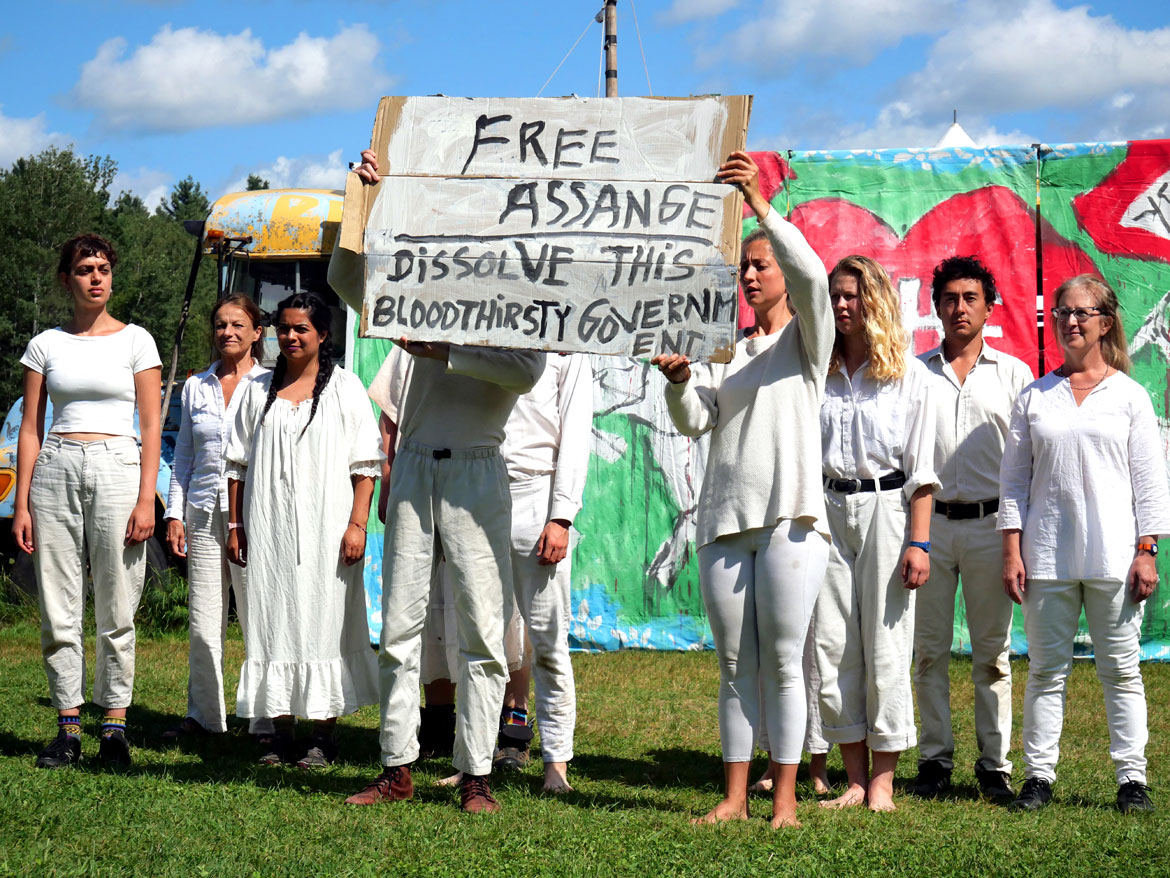 Bread and Puppet Theater performs "The Heart of the Matter" Circus, Glover, Vermont, Sunday, July 30, 2023. (©Greg Cook photo)