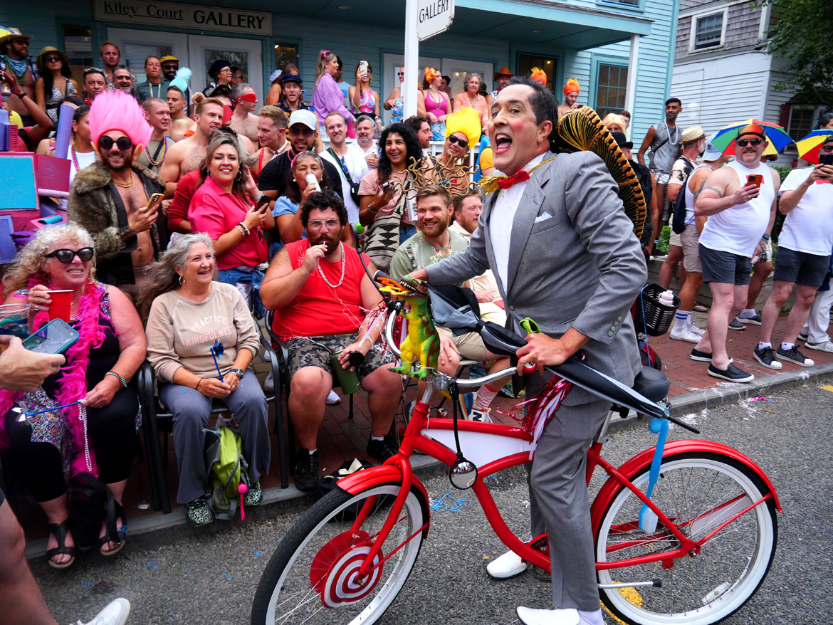45th annual Provincetown Carnival Parade: Land of Toys, Aug. 17, 2023. (©Greg Cook photo)