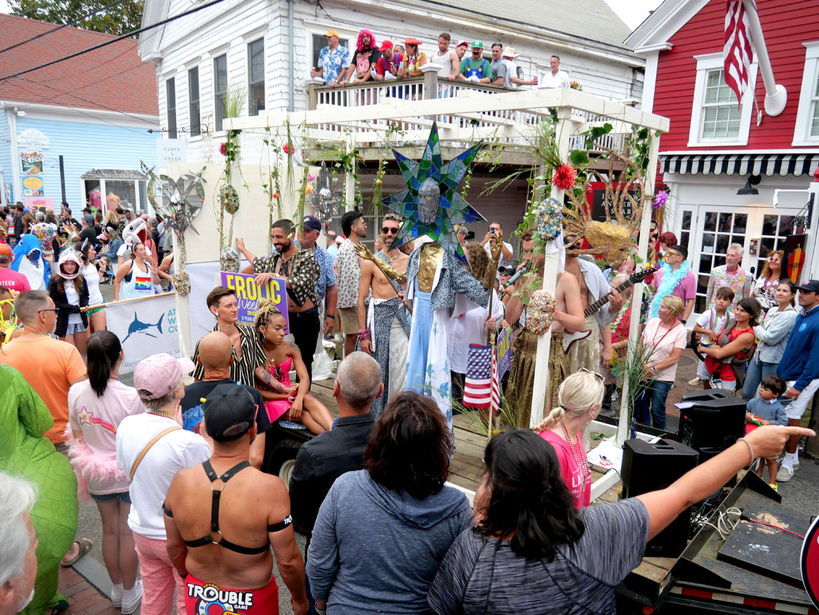 45th annual Provincetown Carnival Parade: Land of Toys, Aug. 17, 2023. (©Greg Cook photo)