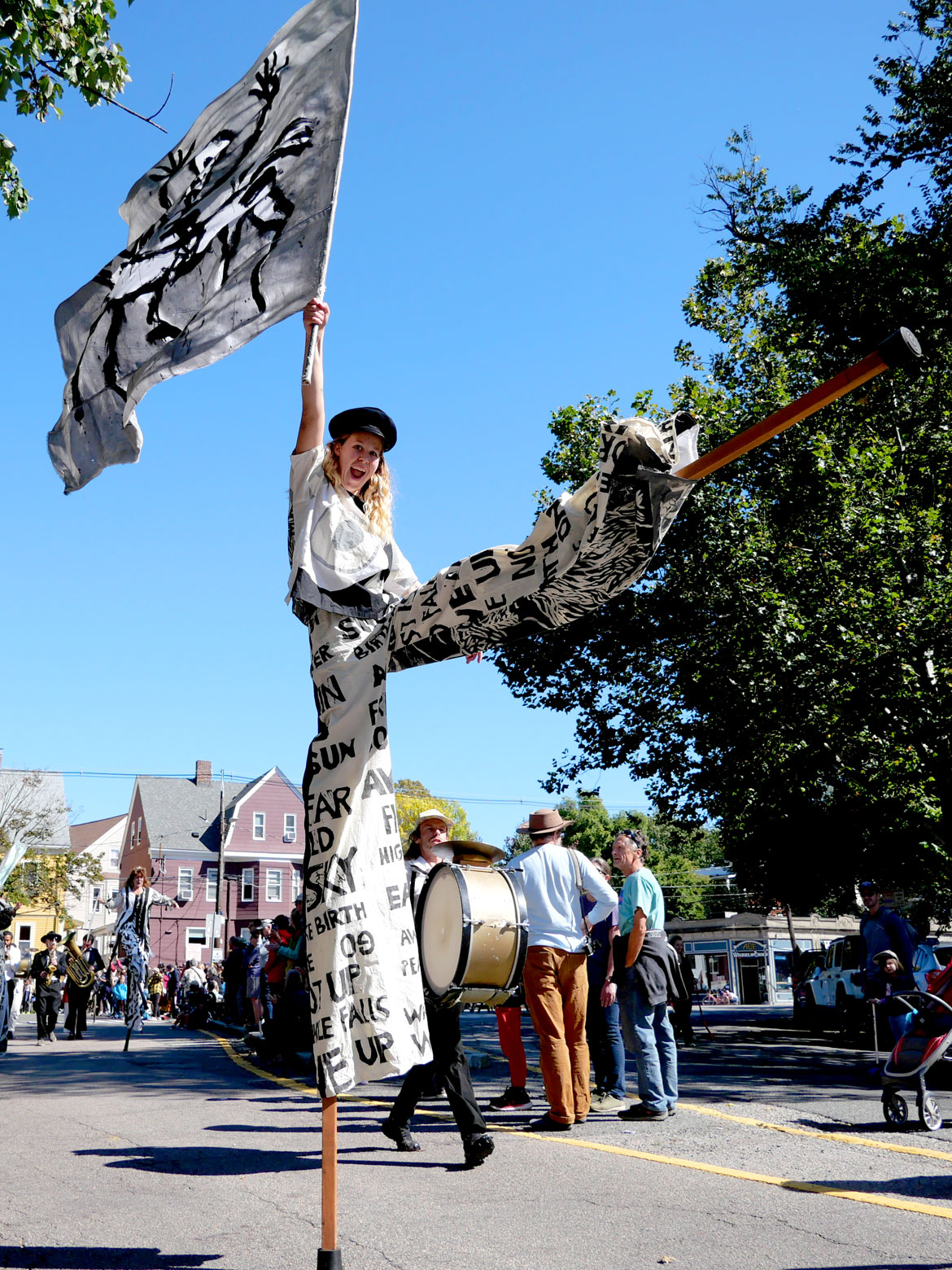 Bread and Puppet Theater from Vermont performs in the Honk Parade, Oct. 8, 2023. (©Greg Cook photo)