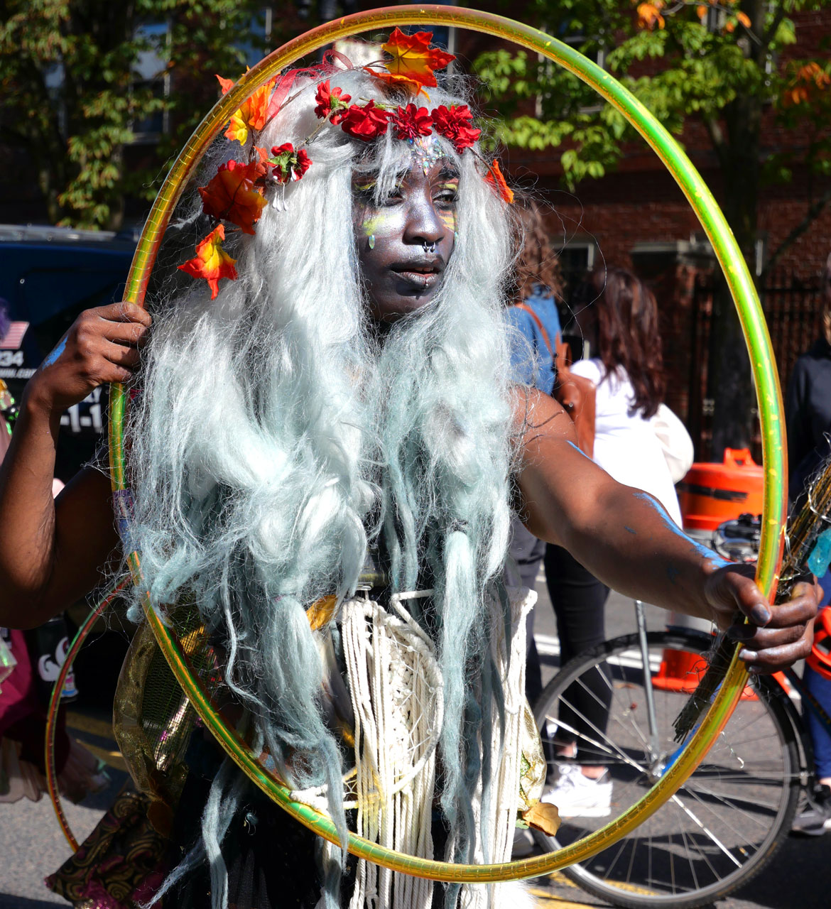 Flutterby Faeries perform in the Honk Parade, Oct. 8, 2023. (©Greg Cook photo)