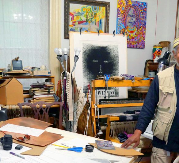 Napoleon Jones-Henderson during Roxbury Open Studios, Oct. 7, 2023. (©Greg Cook photo)