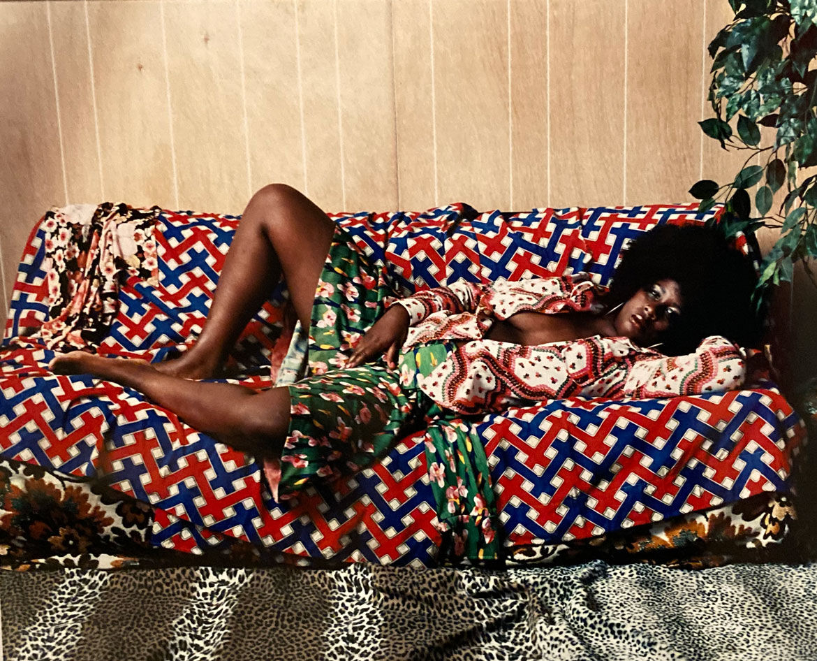 Mickalene Thomas, "Afro Goddess with Hand Between Legs," 2006.