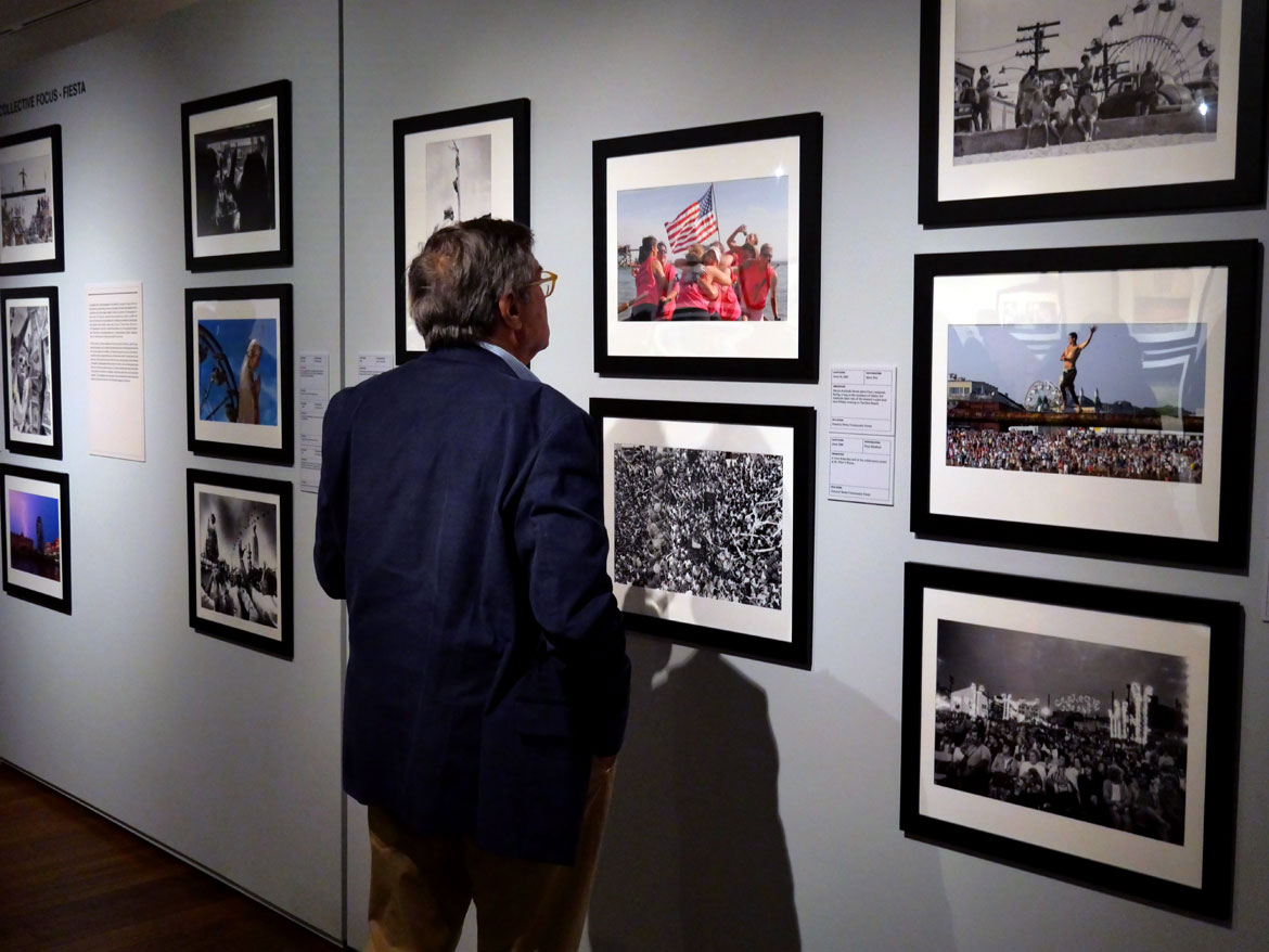 St. Peter's Fiesta photos in "Above the Fold" at the Cape Ann Museum, 2023. (©Greg Cook photo)