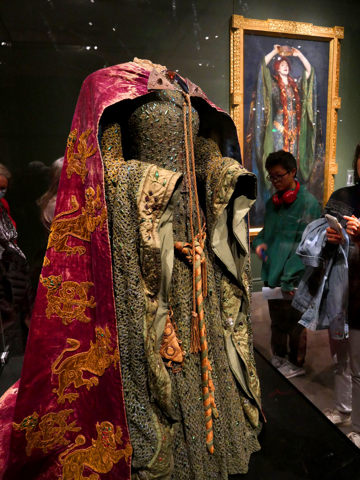 Alice Laura Comyns-Carr designed Beetle Wing Dress' for Lady Macbeth and John Singer Sargent, "Ellen Terry as Lady Macbeth," 1889, oil on canvas, in "Fashioned by Sargent" at Museum of Fine Arts, Boston, 2023 to 2024. (©Greg Cook photo)