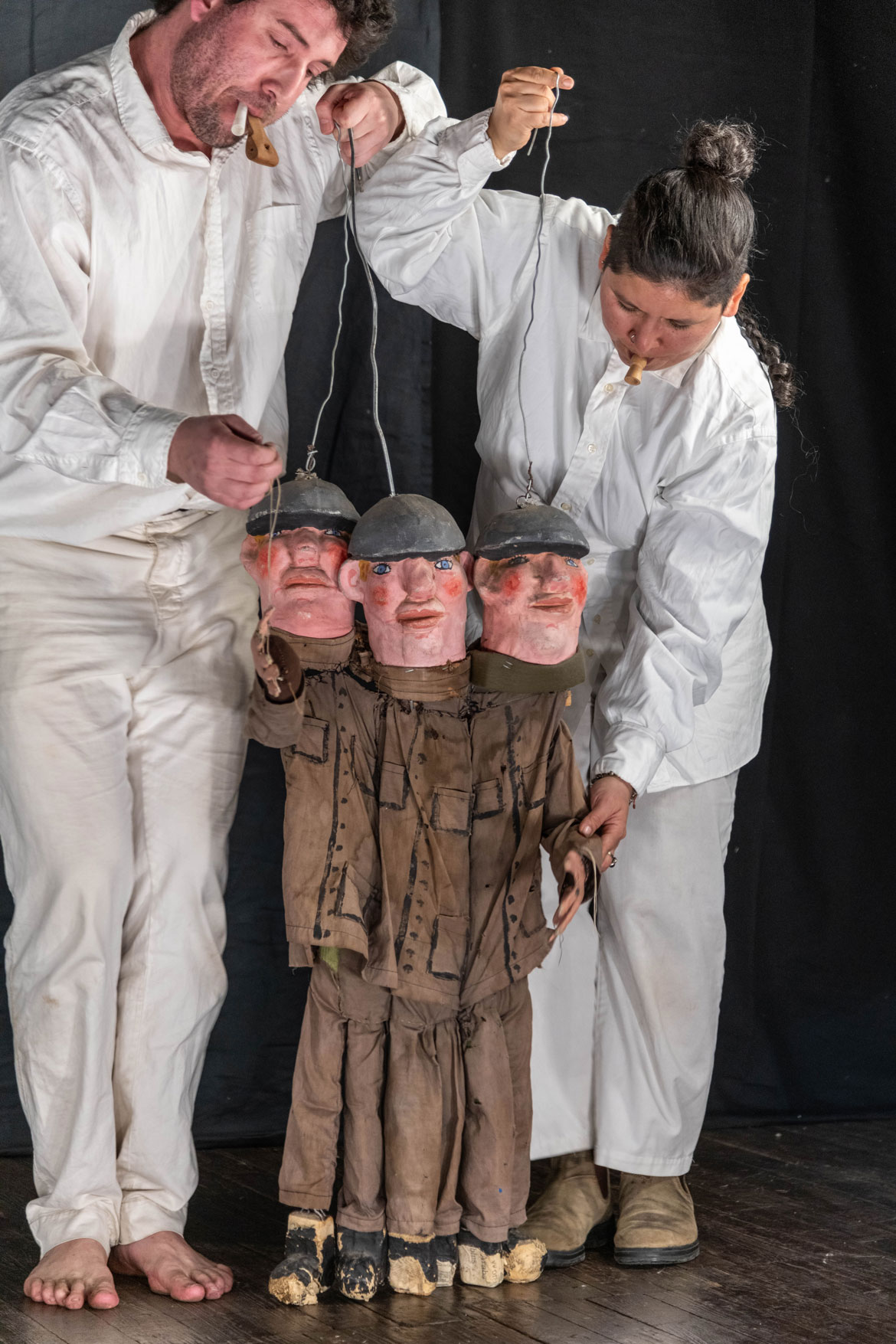 Bread and Puppet Theater performs "The Hope Principle Show: Citizens’ Shame and Hope in the Time of Genocide" in Baltimore, April 7, 2024. (Matthew Anderschat photo)