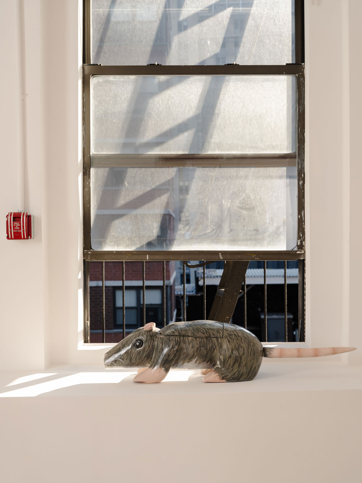 Paa Joe, "Subway Rat," 2023, wood, enamel, cloth. (Superhouse)