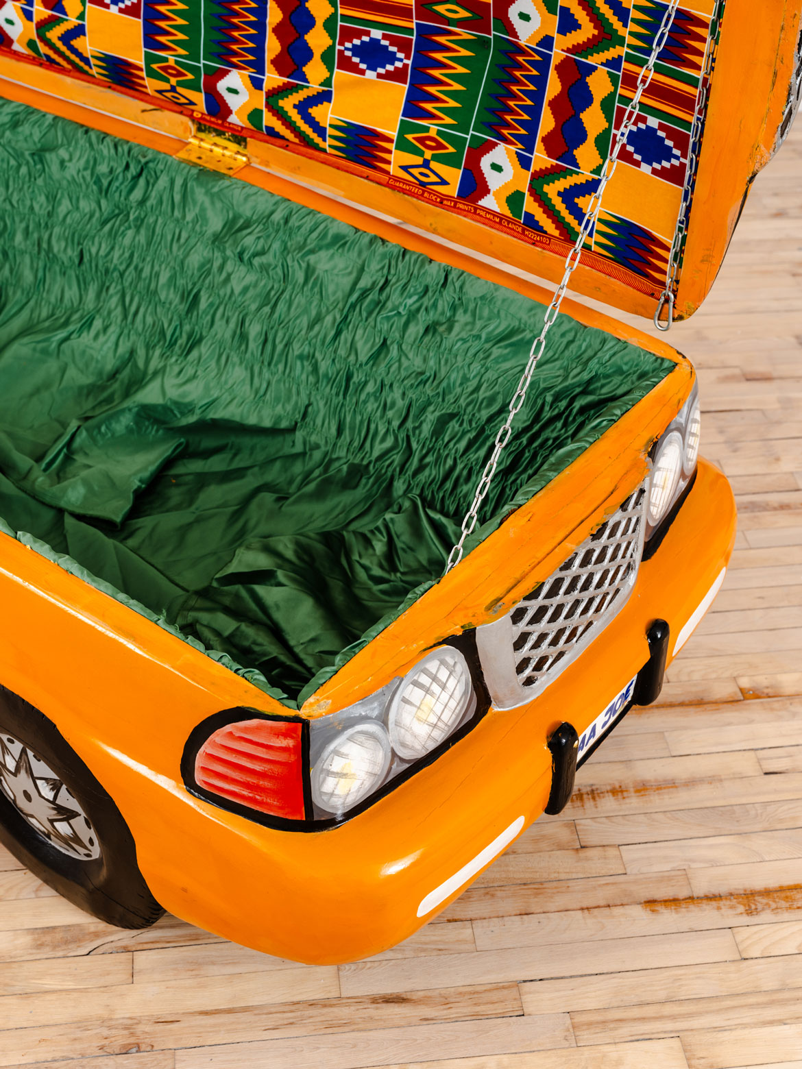Paa Joe, "Yellow Cab," 2024, wood, enamel, cloth, acrylic. (Superhouse)
