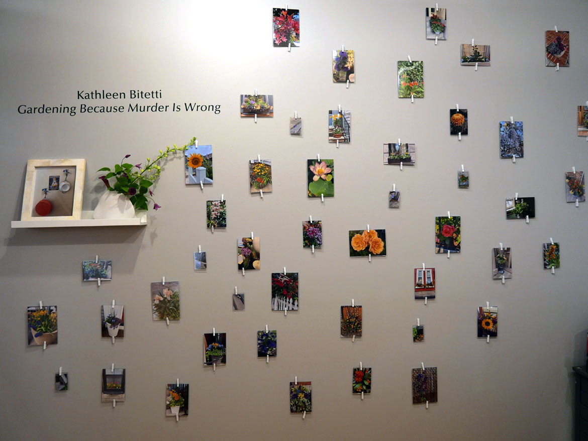 Kathleen Bitetti, "Flowers for Clara," in the exhibition "Gardening Because Murder Is Wrong" at Boston's Gallery Kayafas, 2024.