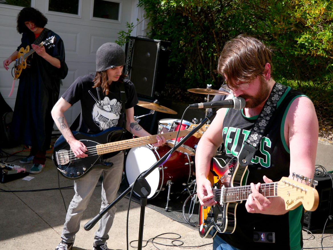 Husbands performed off Lowell Street during the 2024 Somerville Porchfest, May 11, 2024. (©Greg Cook photo)