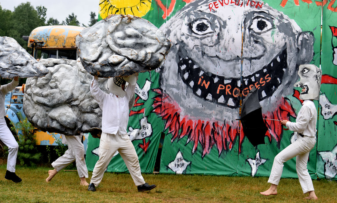 Bread & Puppet Theater's "Our Domestic Resurrection Revolution in Progress Circus," Glover, Vermont, July 20, 2025. (©Greg Cook photo)