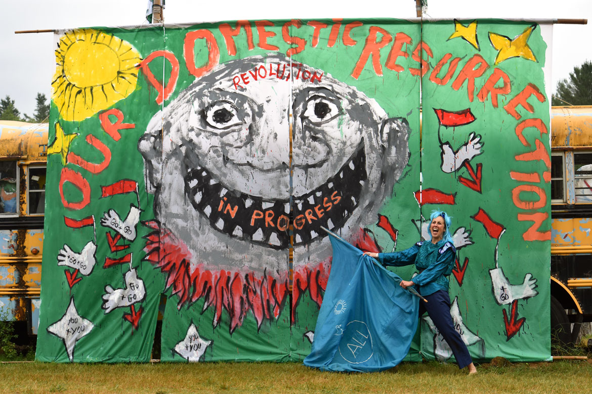 Bread & Puppet Theater's "Our Domestic Resurrection Revolution in Progress Circus," Glover, Vermont, July 20, 2025. (©Greg Cook photo)