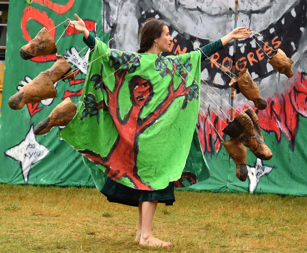 Bread & Puppet Theater's "Our Domestic Resurrection Revolution in Progress Circus," Glover, Vermont, July 20, 2025. (©Greg Cook photo)