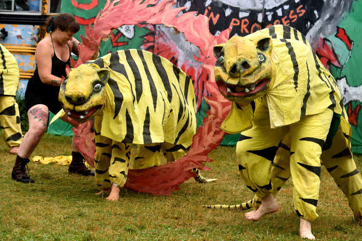 Bread & Puppet Theater's "Our Domestic Resurrection Revolution in Progress Circus," Glover, Vermont, July 20, 2025. (©Greg Cook photo)