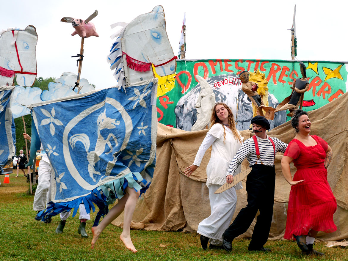 Bread & Puppet Theater's "Our Domestic Resurrection Revolution in Progress Circus," Glover, Vermont, July 20, 2025. (©Greg Cook photo)