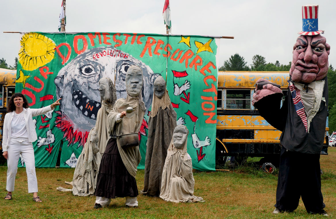Bread & Puppet Theater's "Our Domestic Resurrection Revolution in Progress Circus," Glover, Vermont, July 20, 2025. (©Greg Cook photo)