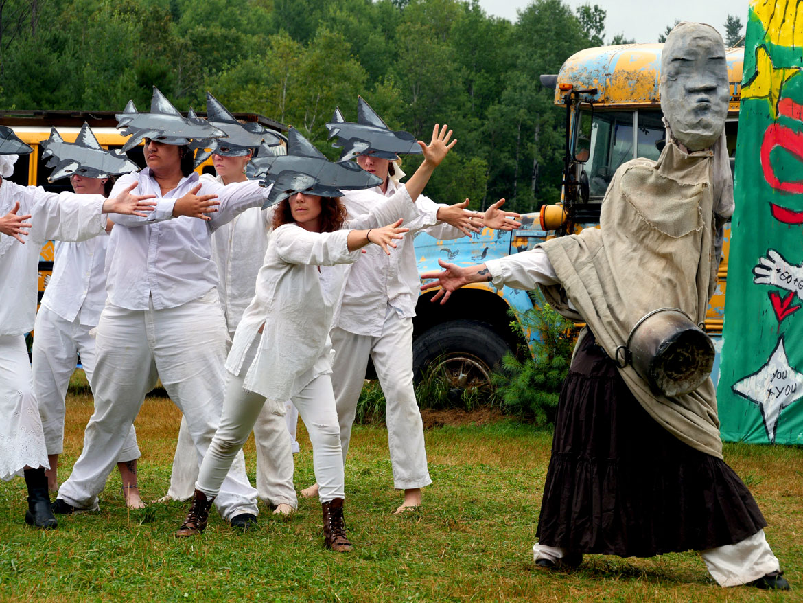 Bread & Puppet Theater's "Our Domestic Resurrection Revolution in Progress Circus," Glover, Vermont, July 20, 2025. (©Greg Cook photo)